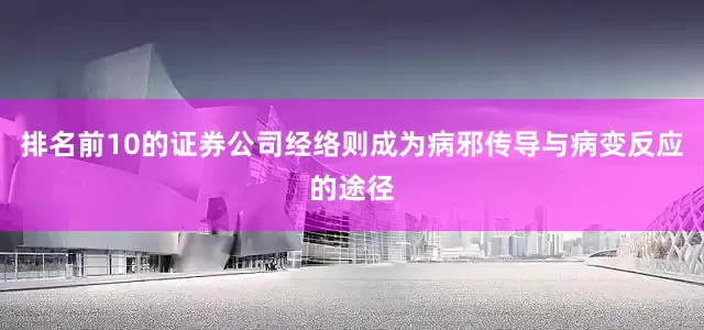 排名前10的证券公司经络则成为病邪传导与病变反应的途径